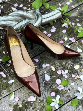 Cole Haan Fiona Low Air Dark Amber Patent Leather High Heel Pumps Size 10AA